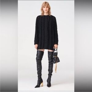 Zara Black Textured Long Sleeve Mini Dress XS